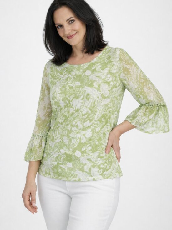 JM Collection Tops - [NWT] Jm Collection Bell Sleeve Green Blouse
